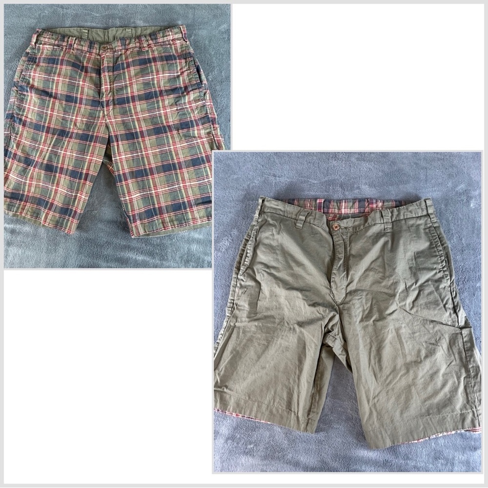 Reversible Men's Plaid and‎ Olive Casual Shorts